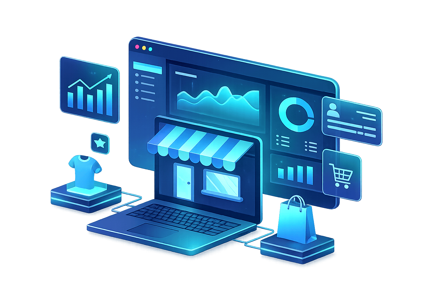 واجهة متجر إلكتروني وتحليلات ShopCore
